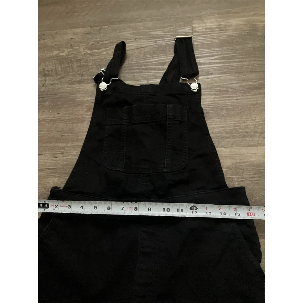 Abercrombie & Fitch Denim Bib Overalls Women's Size 27 4 Raw Hem Black Cute!